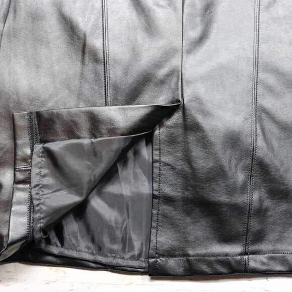 New York & Company Faux Leather Skirt Womens Size 8 Black Knee Length Lined - Picture 6 of 13